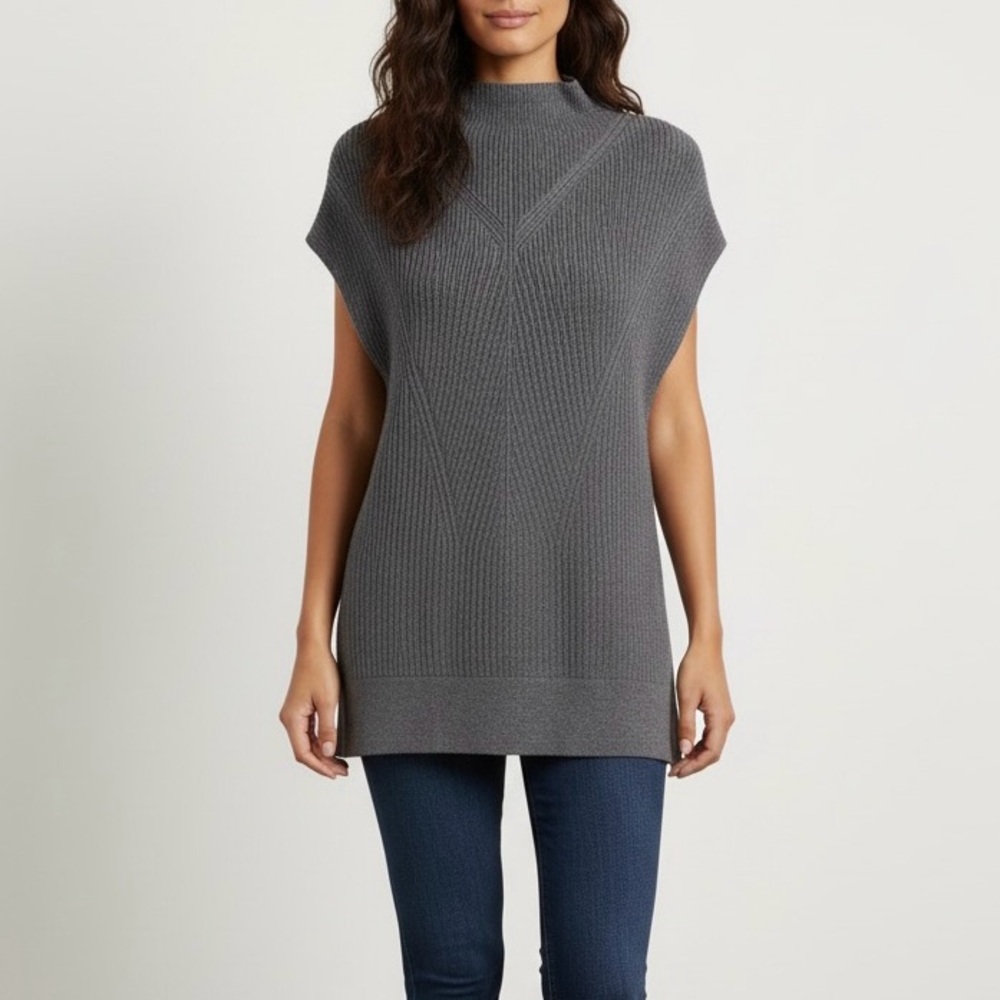 Banana Republic Sleeveless Mock Turtleneck Sweater Womens Medium Gray